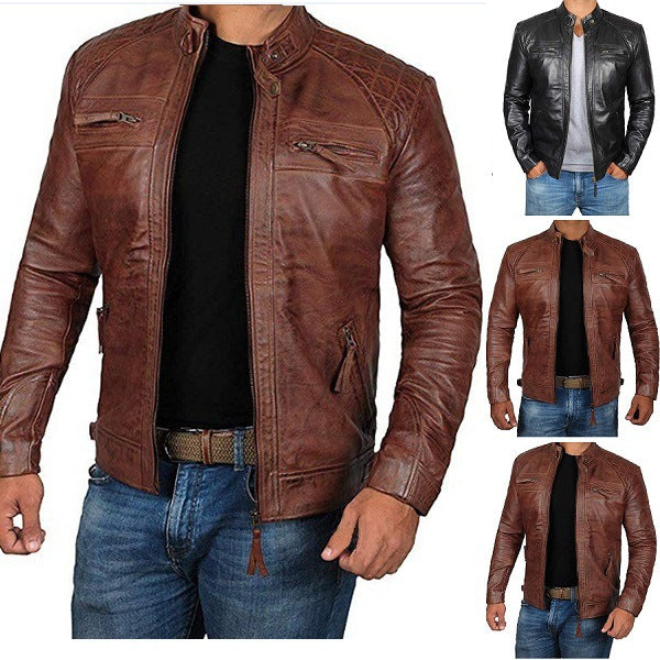 Men&#039;s Zipper Leather Jacket Jacket