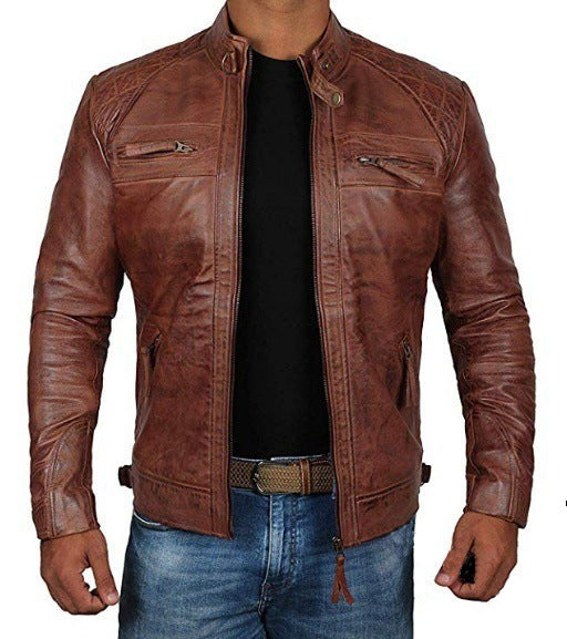 Men&#039;s Zipper Leather Jacket Jacket
