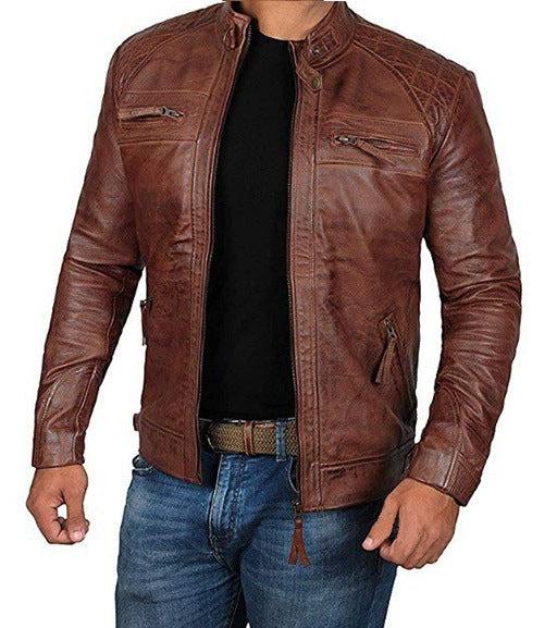 Men&#039;s Zipper Leather Jacket Jacket